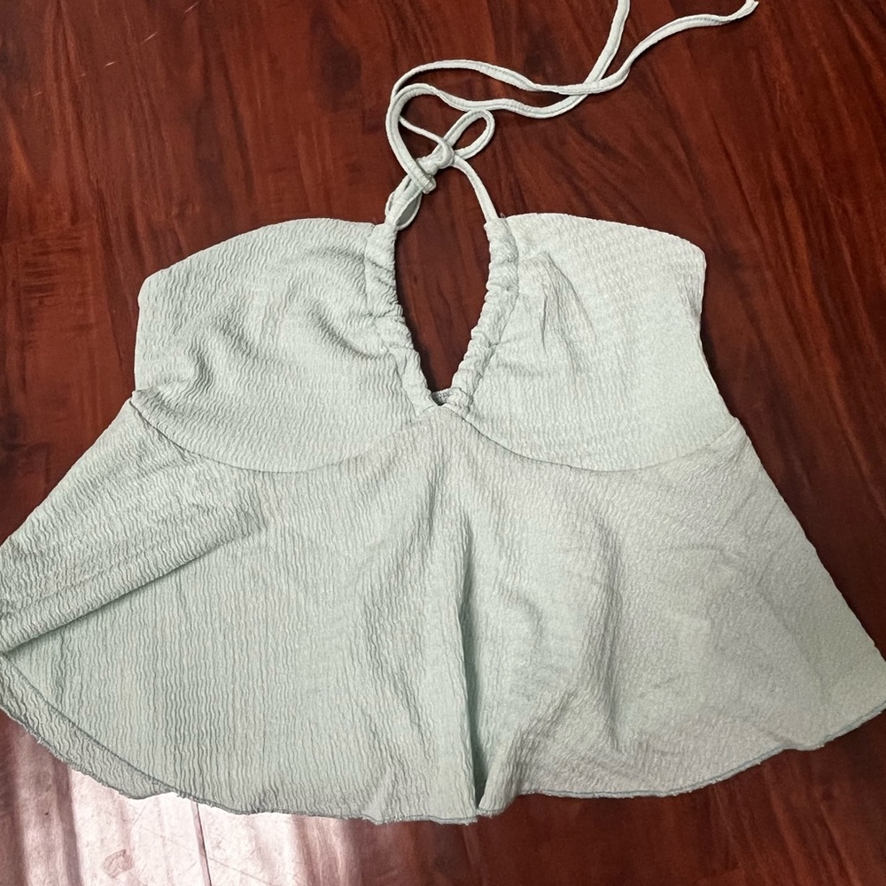 SHEIN Green Halter Blouse Top Size Large